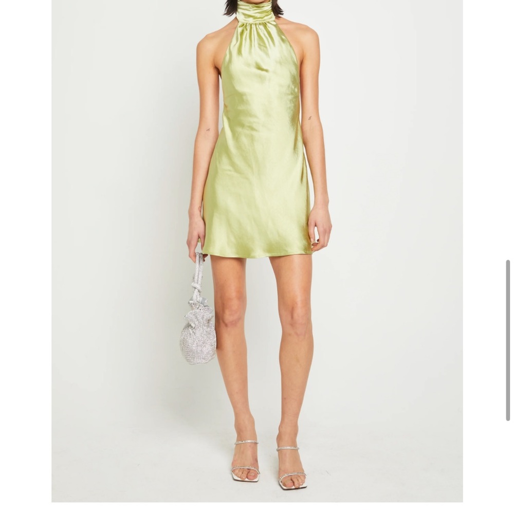 Green silk boy backless dress. NWT size small